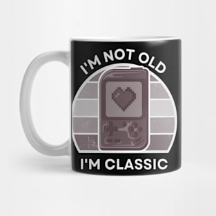 I'm not old, I'm Classic | Handheld Console | Retro Hardware | Vintage Sunset | Grayscale | '80s '90s Video Gaming Mug